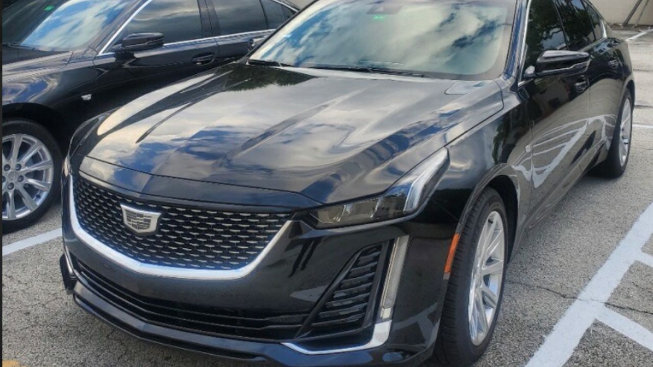 Black luxury sedan by System Shuttle Miami parked outdoors