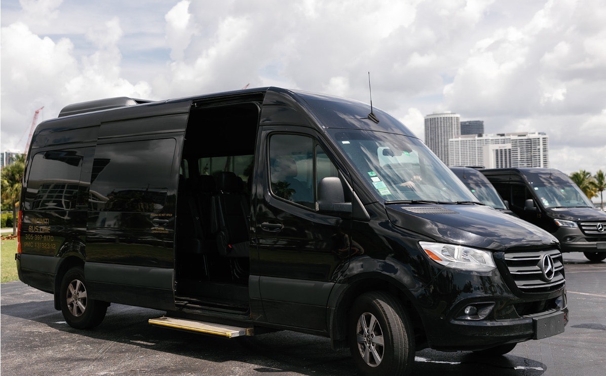 Private luxury shuttle van providing convenient transportation to Wynwood Miami attractions and tours